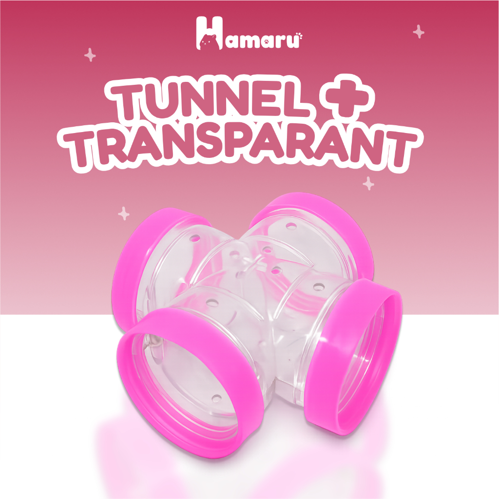 Hamaru Tunnel + Transparant Sambungan Terowongan Hamster Cabang Empat Transparan Aksesoris Kandang