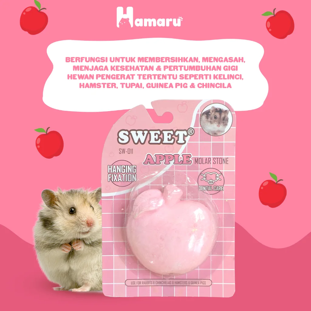 HAMARU Gnawing Stone Buah Batu Gigitan Hewan Hamster Bentuk Buah - Apel