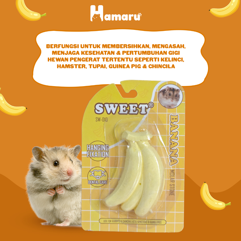 HAMARU Gnawing Stone Buah Batu Gigitan Hewan Hamster Bentuk Buah - Pisang