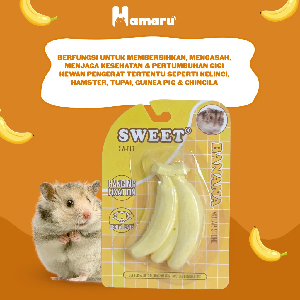 HAMARU Gnawing Stone Buah Batu Gigitan Hewan Hamster Bentuk Buah - Pisang