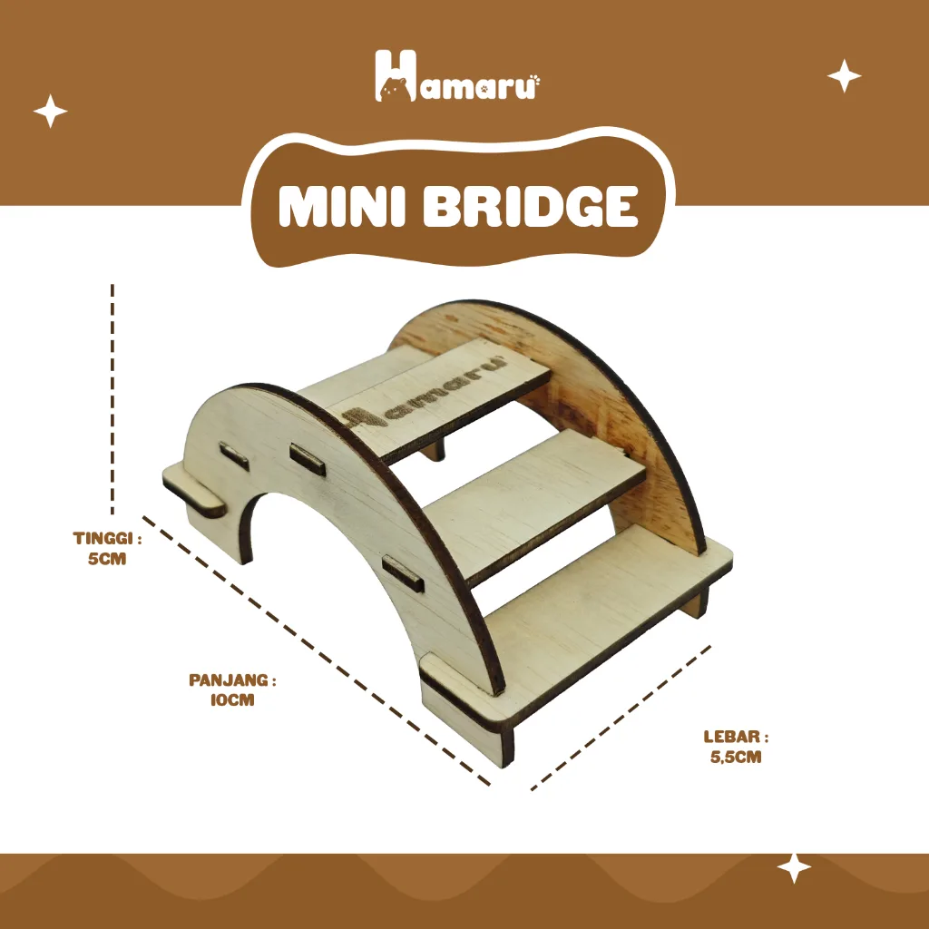 HAMARU Mini Bridge Mainan Kayu DIY Aksesoris Kandang Hamster Sugar Glider Marmut Tempat Bersembunyi & Bermain Hewan Kecil
