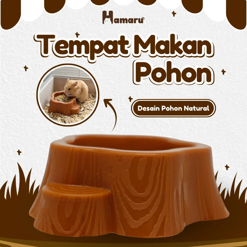 HAMARU Tempat Makan Bentuk Batang Pohon Hamster Food Feeder Hamster Marmut Hewan Kecil