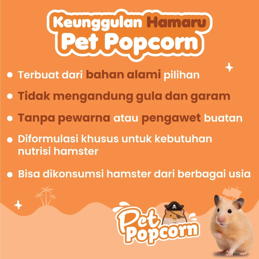HAMARU Pet Popcorn Makanan Hamster Snack Camilan Jagung Pop Pakan Sehat 10g
