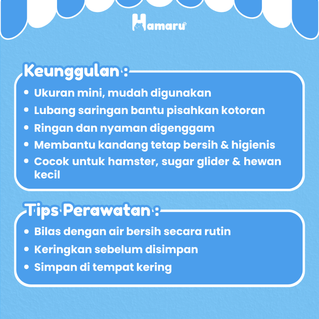 HAMARU Sendok Pasir Mini Hamster Alat Penyaring Pasir Kotoran Sekop Pasir Mini  Kandang Hewan Kecil