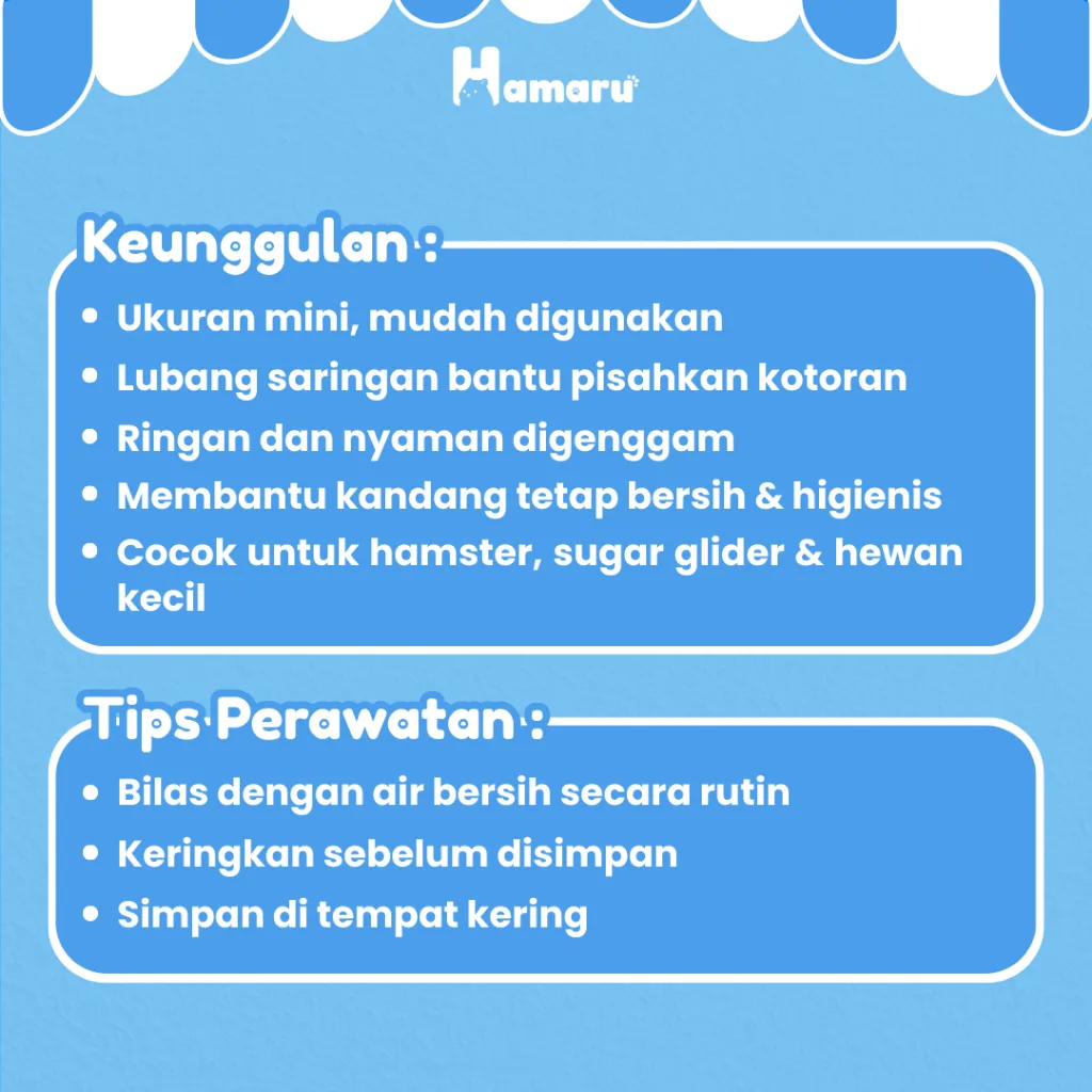 HAMARU Sendok Pasir Mini Hamster Alat Penyaring Pasir Kotoran Sekop Pasir Mini  Kandang Hewan Kecil