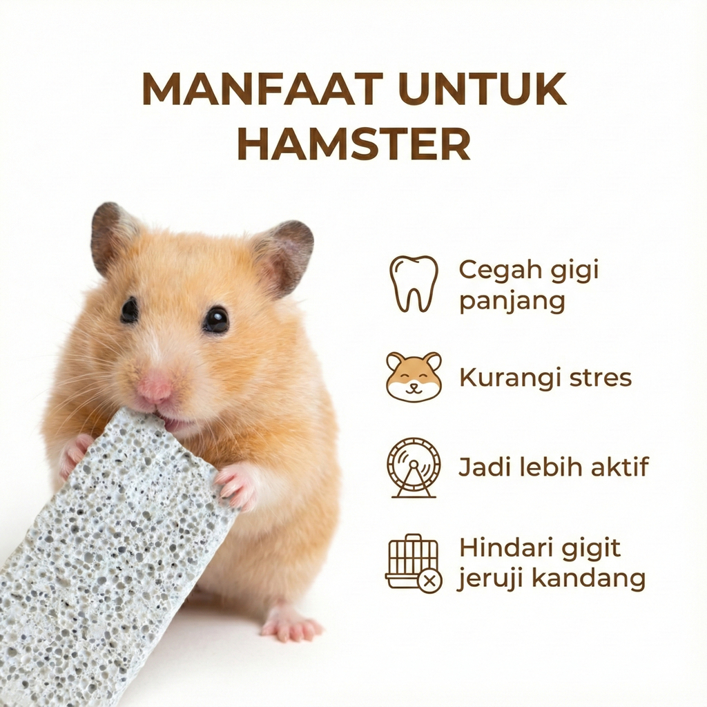 Hamaru Gnawing Stone Hamster – Batu Gigi Hamster Premium Untuk Asah Gigi, Aman, Natural