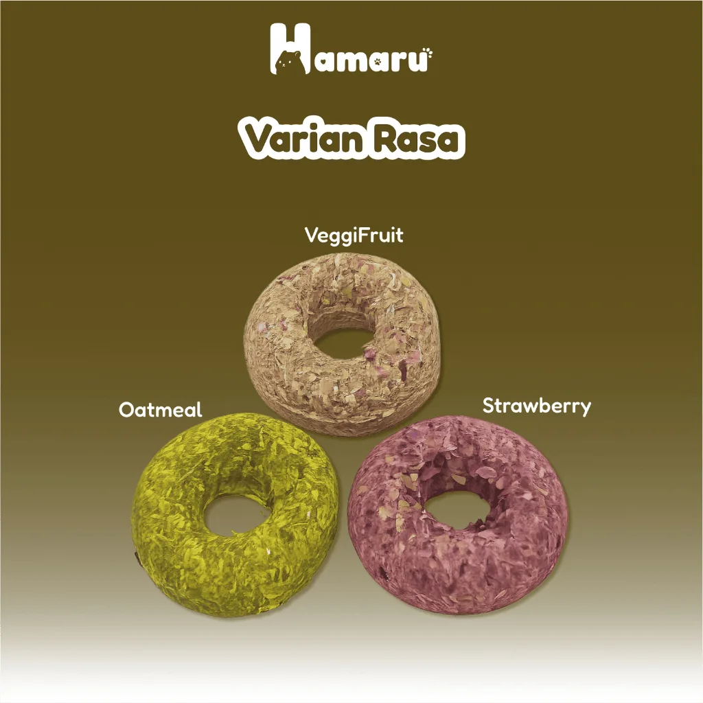 Hamaru Grass Donut Natural Chew Mainan Gigit Hamster Natural Snack Varian Rasa - Oatmeal