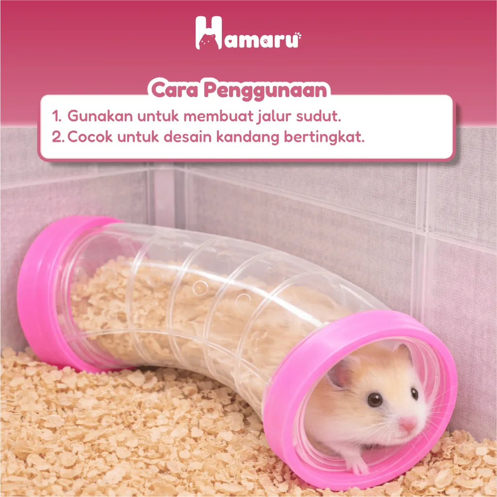 Hamaru Tunnel L Transparant Sambungan Terowongan Hamster Siku Transparan Aksesoris Mainan Kandang