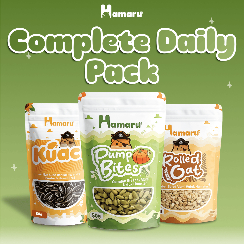 Hamaru Complete Daily Pack Makanan Hamster Paket Lengkap Menu Makanan Harian Bernutrisi (kuaci, Pump Bites, Rolled Oat)