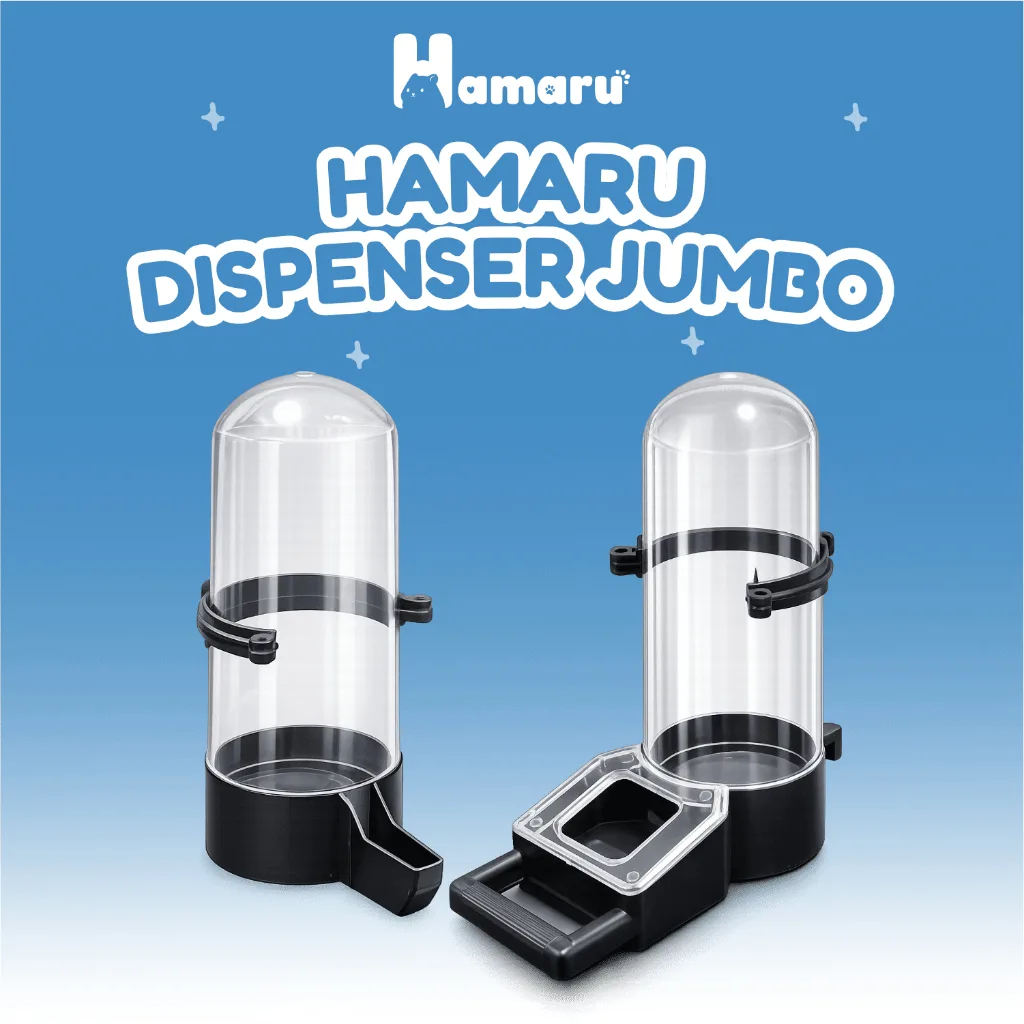 Hamaru Dispenser Jumbo Tempat Makan dan Minum Hamster Kapasitas Besar Transparan Praktis