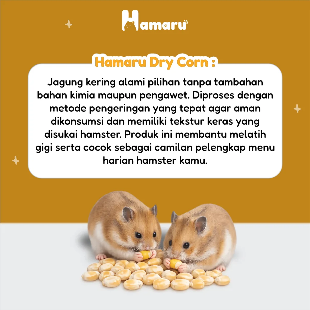 Hamaru Dry Corn Jagung Kering Pipil Premium Alami Natural Pakan Harian Hamster Marmut Hewan Kecil - 150g