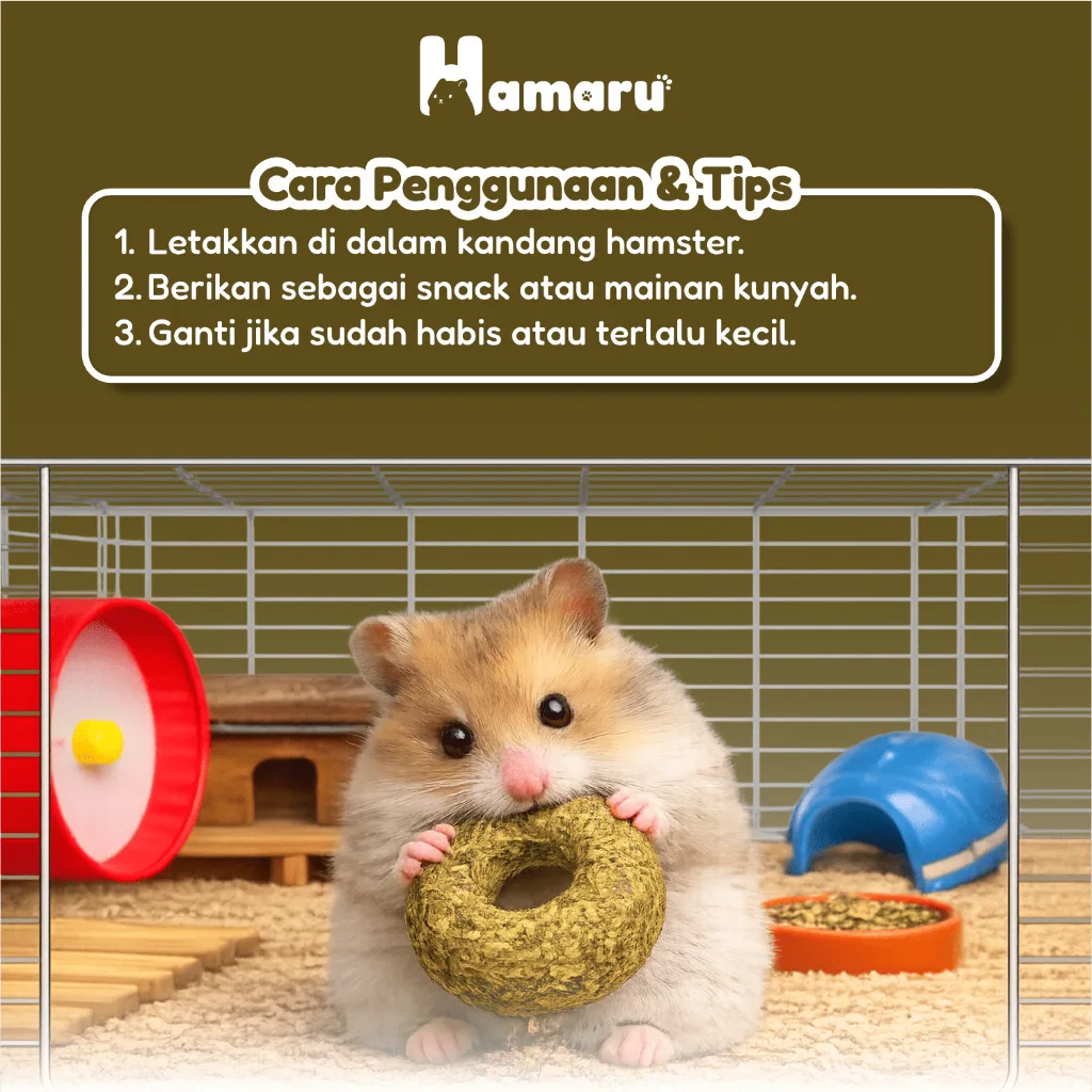 Hamaru Grass Donut Natural Chew Mainan Gigit Hamster Natural Snack Varian Rasa - Oatmeal
