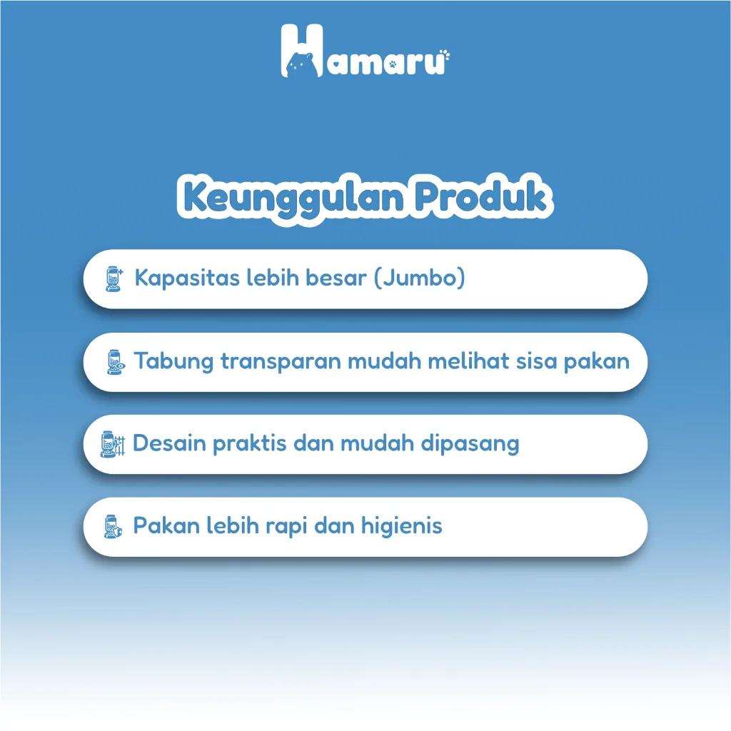 Hamaru Dispenser Jumbo Tempat Makan dan Minum Hamster Kapasitas Besar Transparan Praktis - Tempat Makan