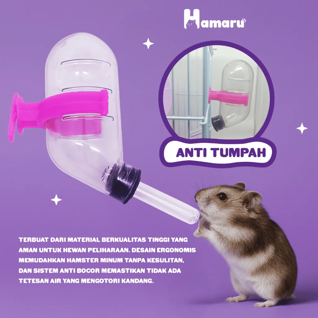 HAMARU Botol Minum Transparant Anti Bocor Anti Tumpah Hamster Marmut Sugar Glider - 60mll