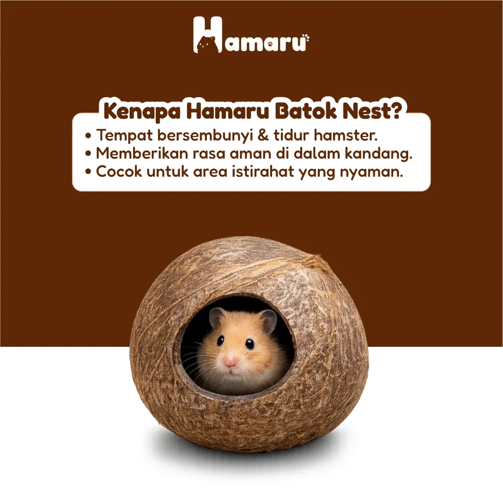Hamaru Batok Nest Rumah Hamster Batok Kelapa Natural Tempat Tidur & Hideout Hamster Hewan Kecil