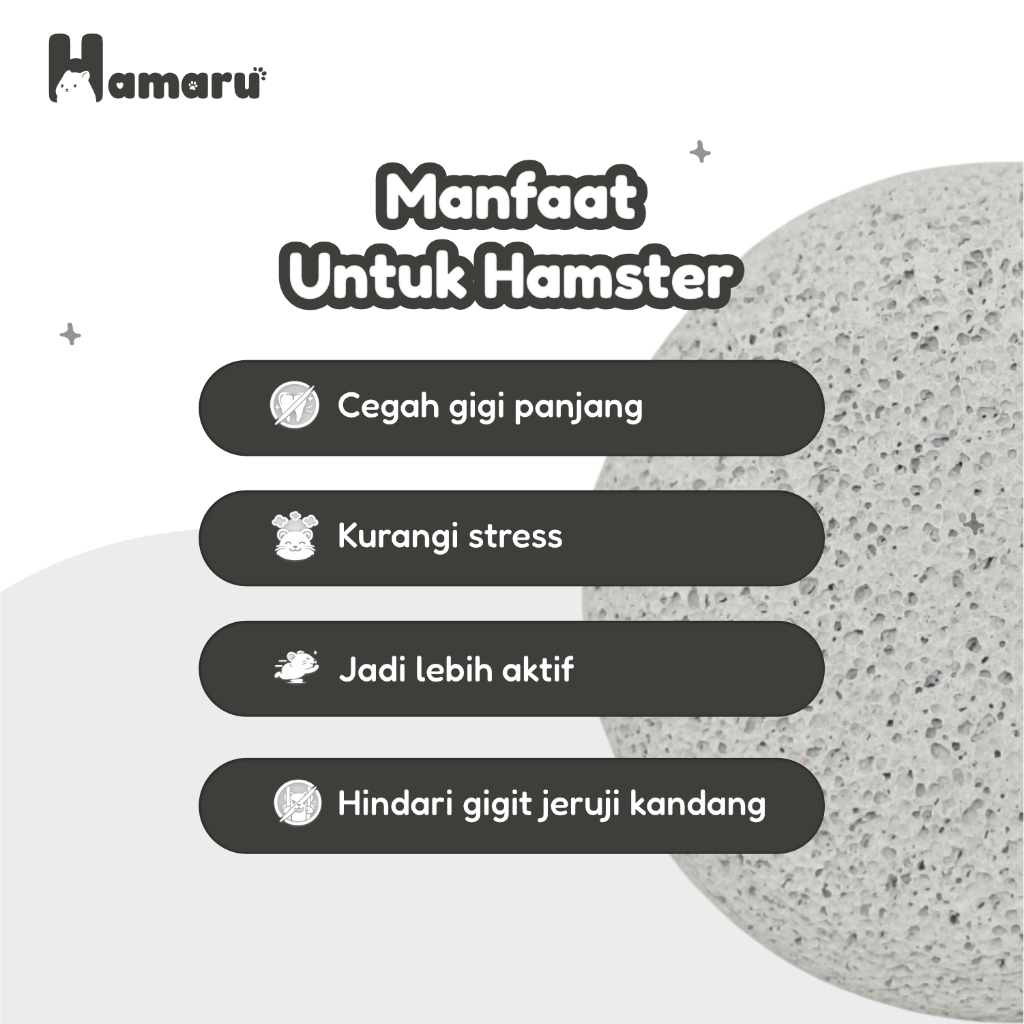 Hamaru Gnawing Stone Bulat Batu Gigit Hamster Mineral Alami Asah Gigi Anti Gigi Panjang Aman