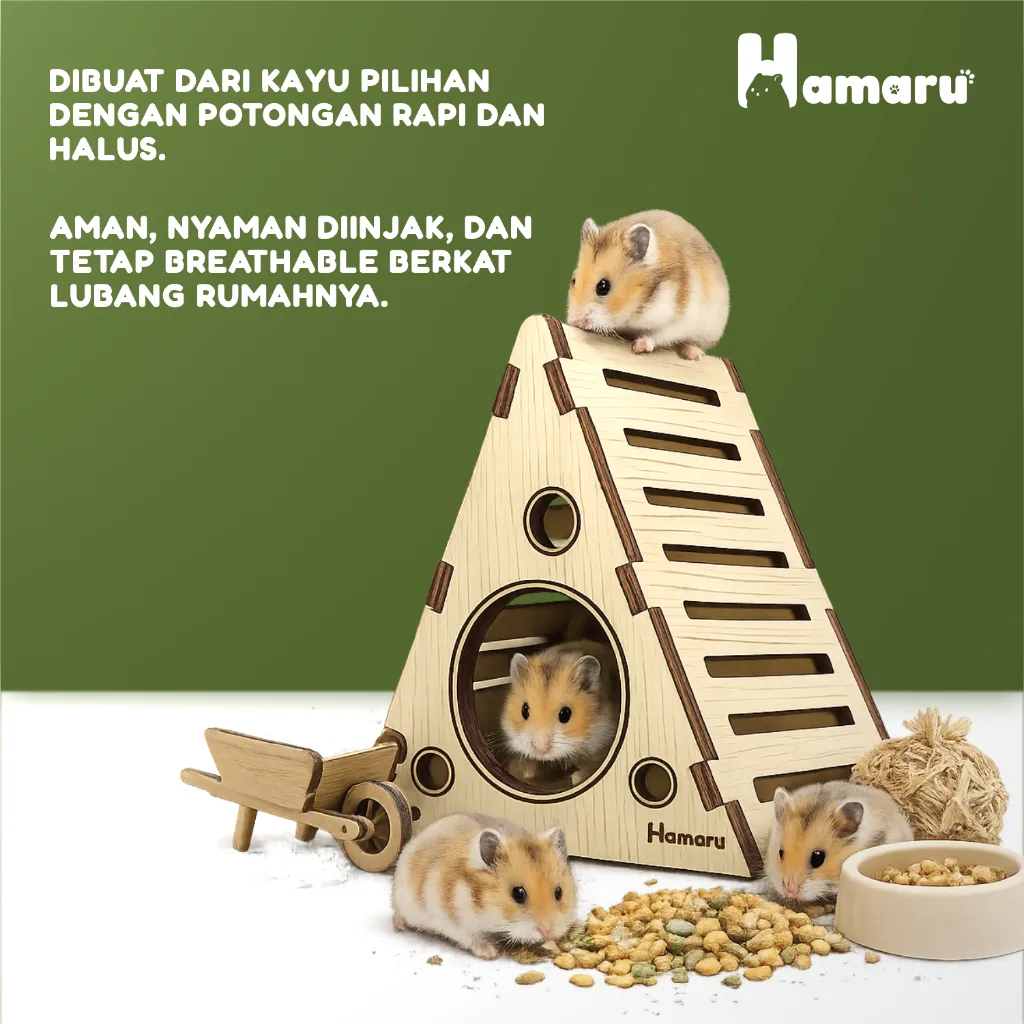 HAMARU Rumah Kayu Hamster Rakitan DIY Murah – Triangle House