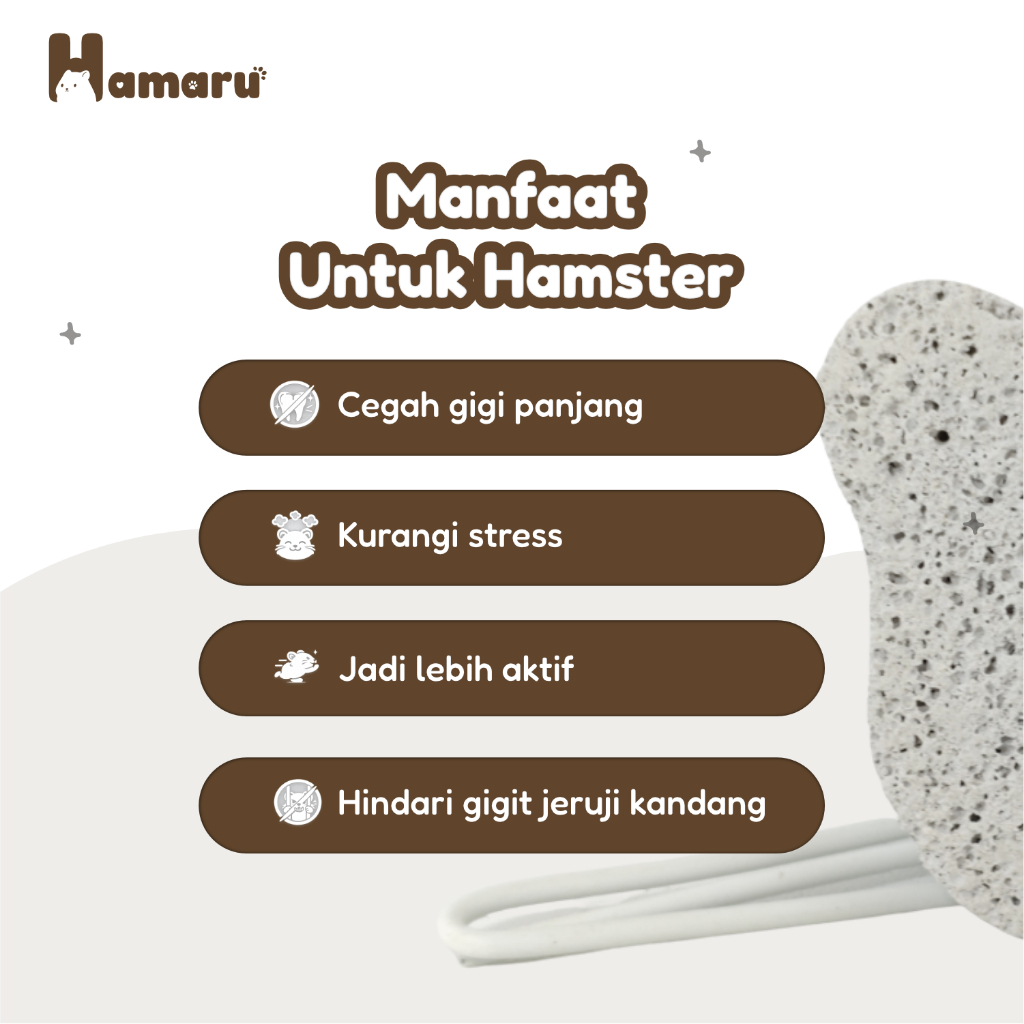 Hamaru Gnawing Stone Hamster Batu Gigit Mineral Alami Asah Gigi Anti Gigi Panjang Aman