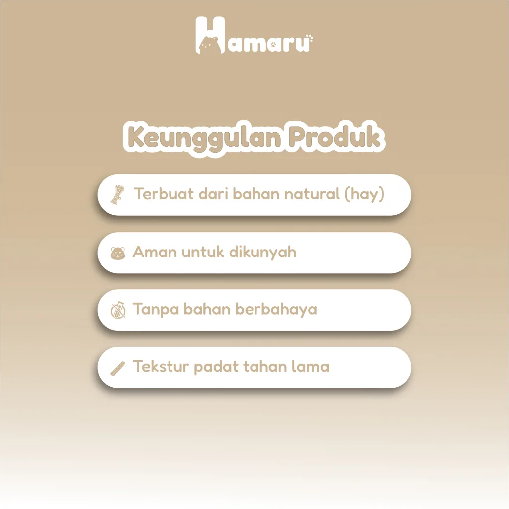 Hamaru Natural Hay Chew Stick Mainan Kunyah Hamster Pengikis Gigi Alami Hamster Kelinci Marmut Hewan Kecil