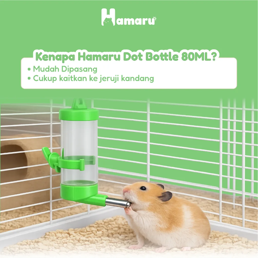 Hamaru Dot Bottle Botol Minum Hamster Anti Tumpah Nozzle Stainless Steel - 80ML