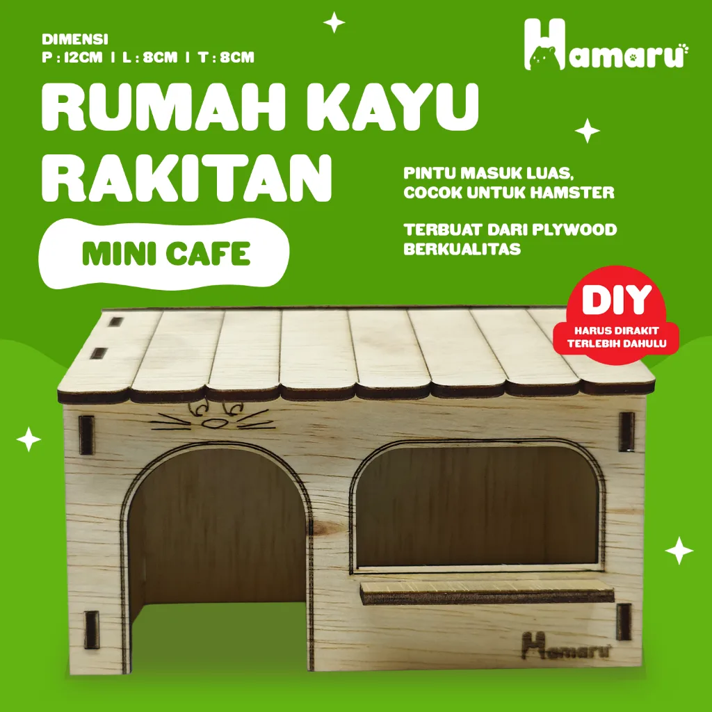 HAMARU Rumah Kayu Hamster Rakitan DIY Murah – Mini Cafe