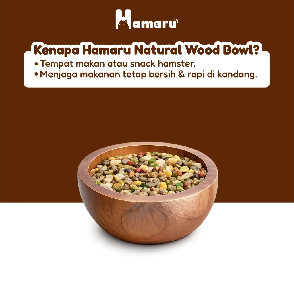 Hamaru Natural Wood Bowl Tempat Makan Hamster Kayu Mahoni Natural Mangkuk Hamste Hewan Kecil