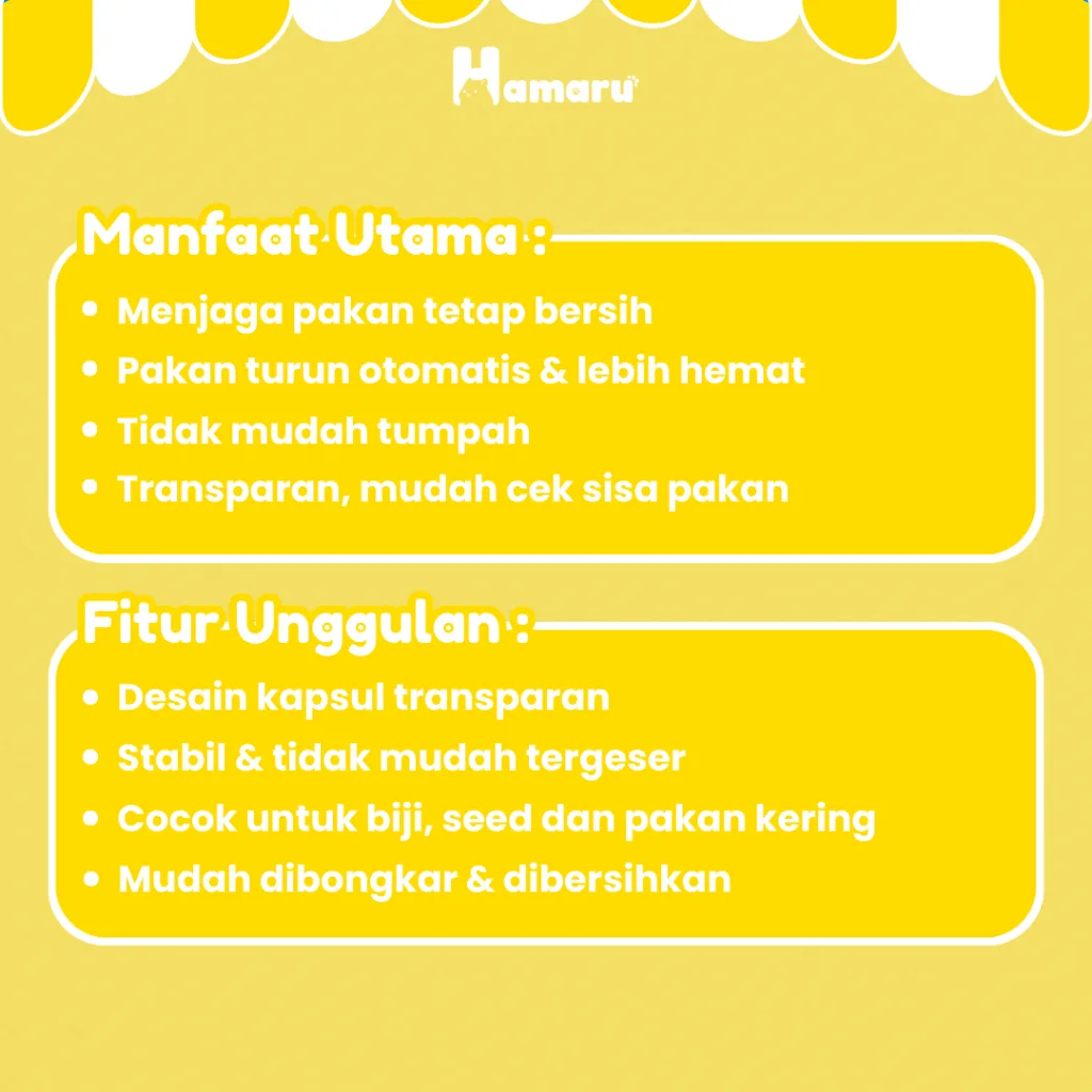 HAMARU Tempat Makan Hamster Capsule Feeder Otomatis Wadah Pakan Hewan Kecil