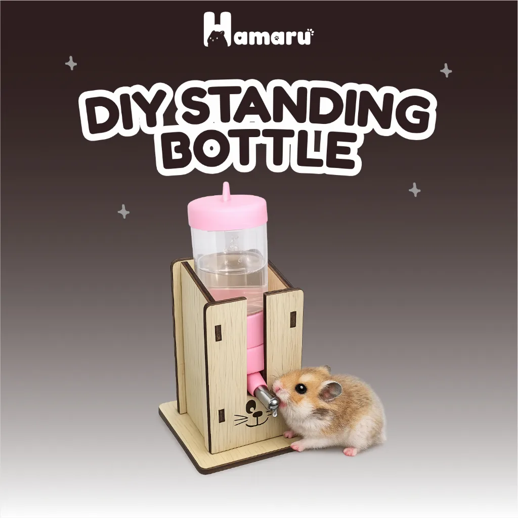 Hamaru DIY Standing Bottle Holder Tempat Botol Minum Hamster Stand Botol Hamster Kayu