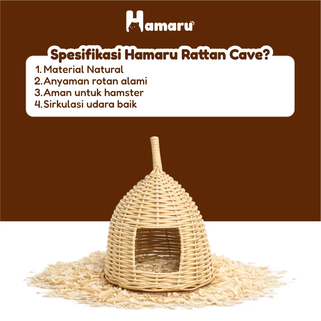 Hamaru Rattan Collection Rumah Hamster Rotan Alami Rumah Hiasan Kandang Hewan Kecil - Rotan Cave