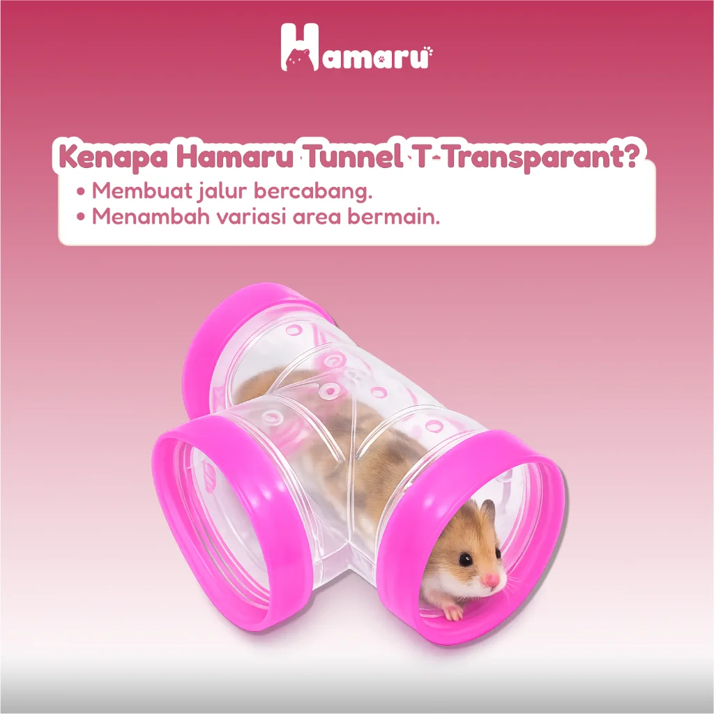 Hamaru Tunnel T Transparant Sambungan Terowongan Hamster Cabang Transparan Aksesoris Mainan Kandang