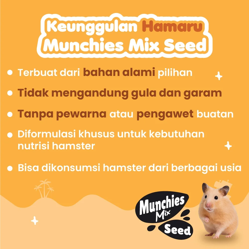 HAMARU Munchies Mix Seed Makanan Hamster Utama Biji Bijian Mix Pakan Lengkap Sehat