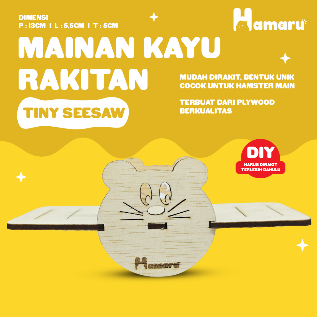 HAMARU Mainan Kayu Jungkat Jungkit Tiny Seesaw DIY Mainan Bermain Hamster Sugar Glider Marmut Hewan Kecil