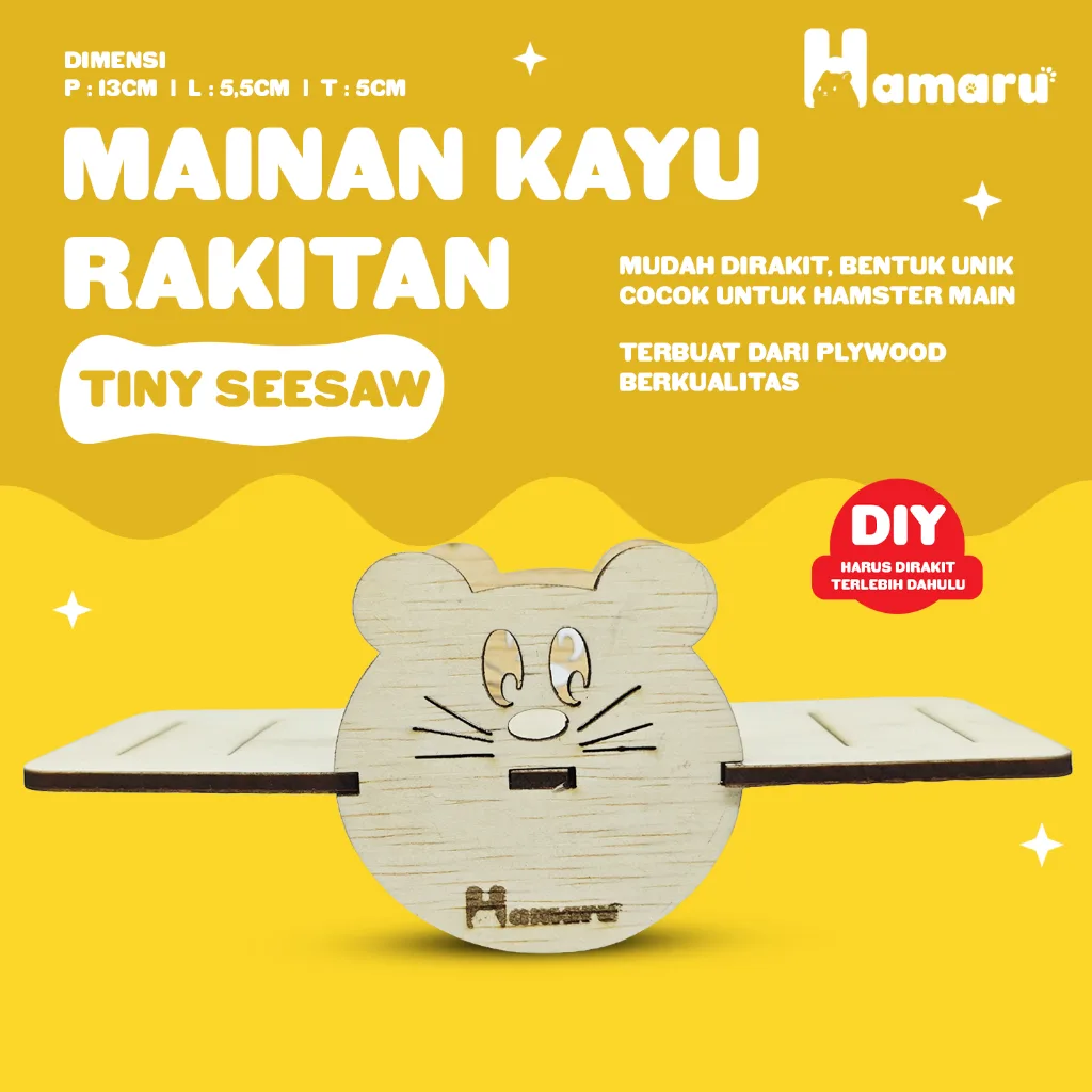 HAMARU Mainan Kayu Jungkat Jungkit Tiny Seesaw DIY Mainan Bermain Hamster Sugar Glider Marmut Hewan Kecil