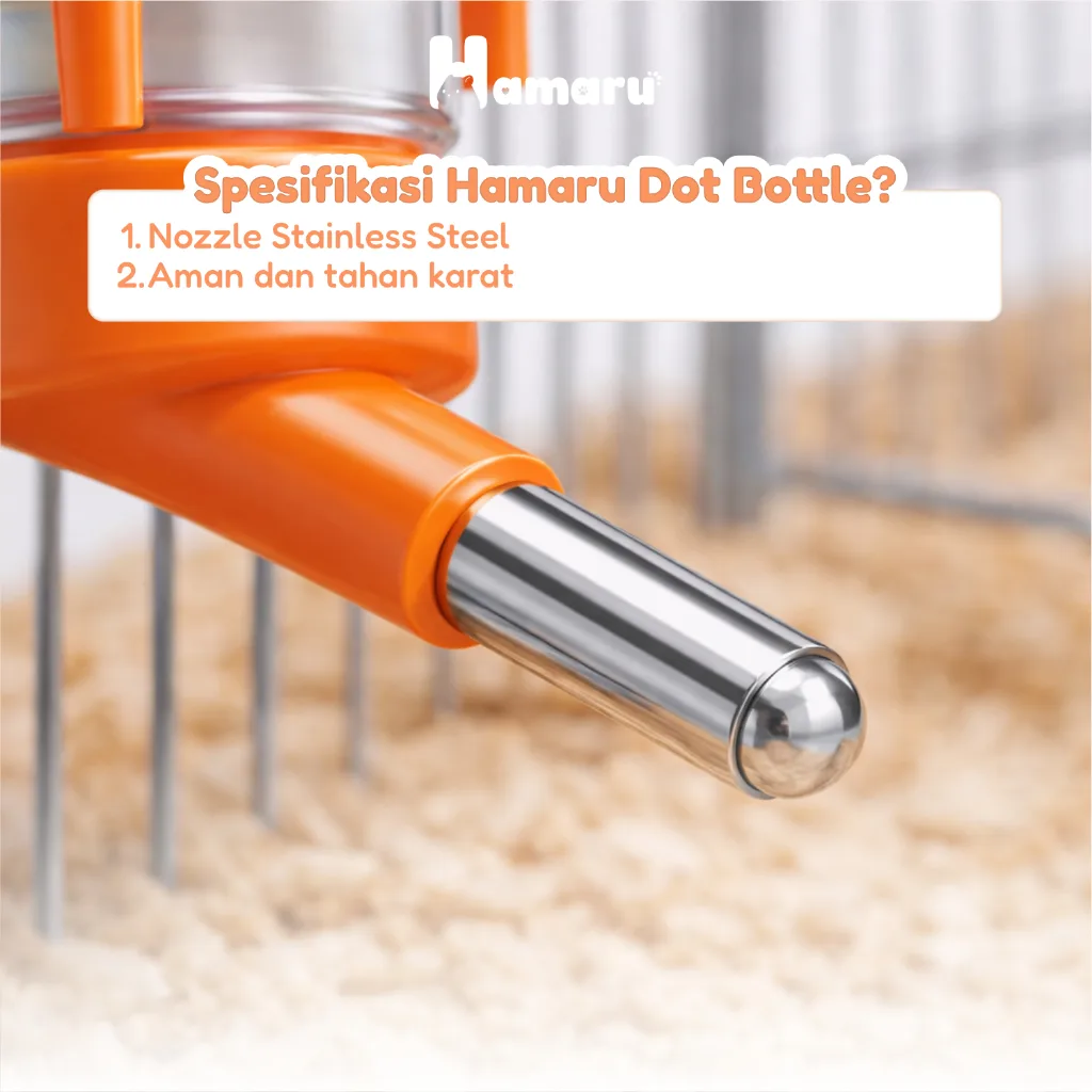 Hamaru Dot Bottle Botol Minum Hamster Anti Tumpah Nozzle Stainless Steel - 100ML