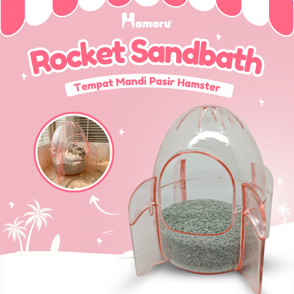 HAMARU Rocket Sandbath Tempat Mandi Pasir Hamster Desain Roket Tertutup Anti Berantakan