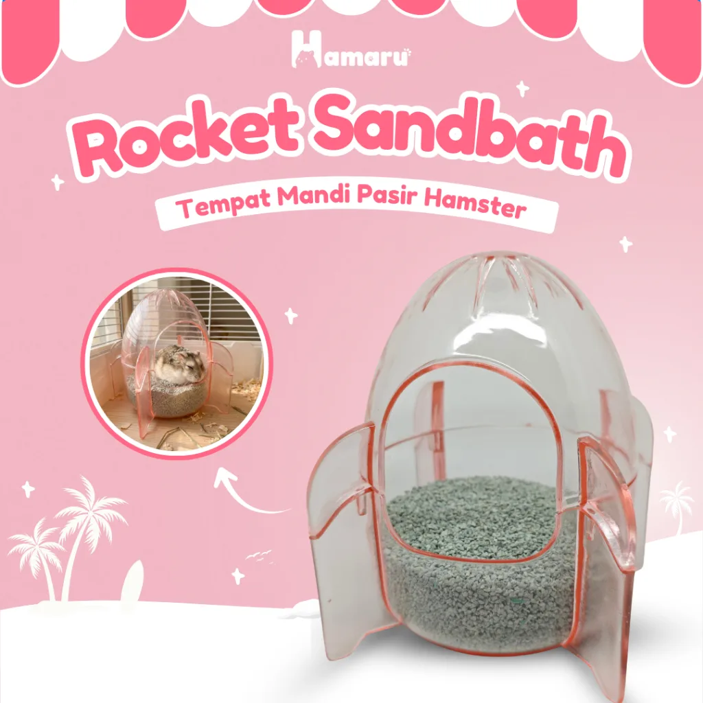 HAMARU Rocket Sandbath Tempat Mandi Pasir Hamster Desain Roket Tertutup Anti Berantakan