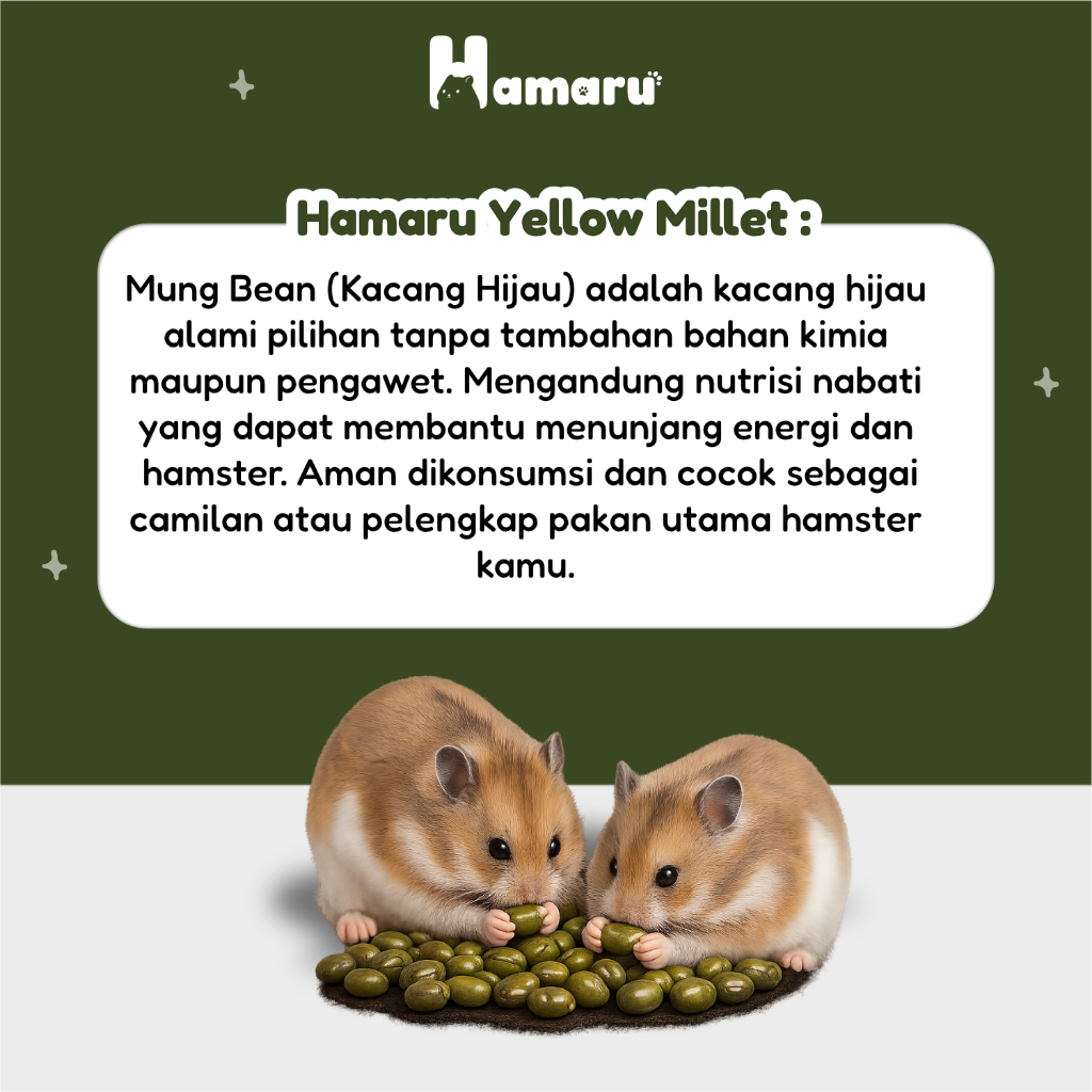 Hamaru Kacang Hijau Mung Bean Premium Alami Natural Pakan Harian Hamster Marmut Hewan Kecil - 150g