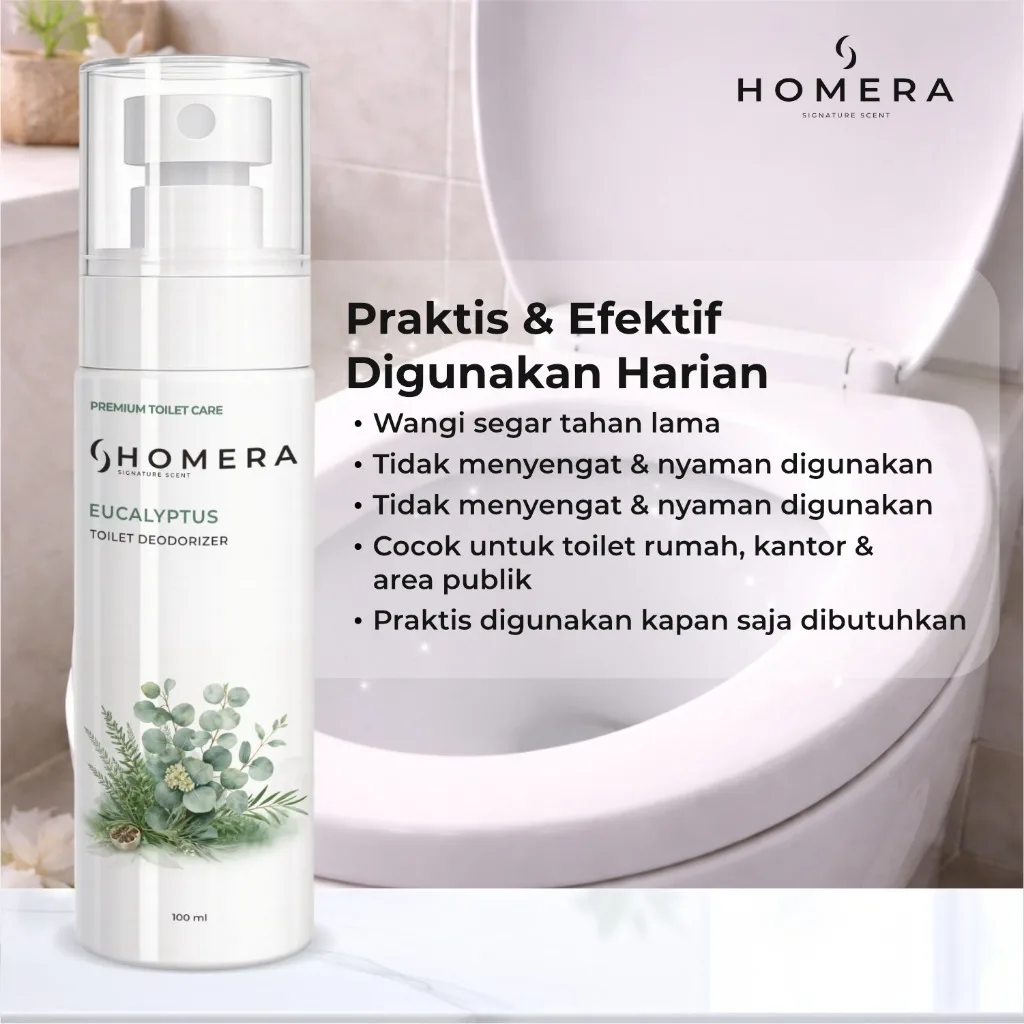 HOMERA Toilet Deodorizer Sanitizer Eucalyptus 100ml Pengharum Kamar Mandi dan Toilet Fresh Anti Bau