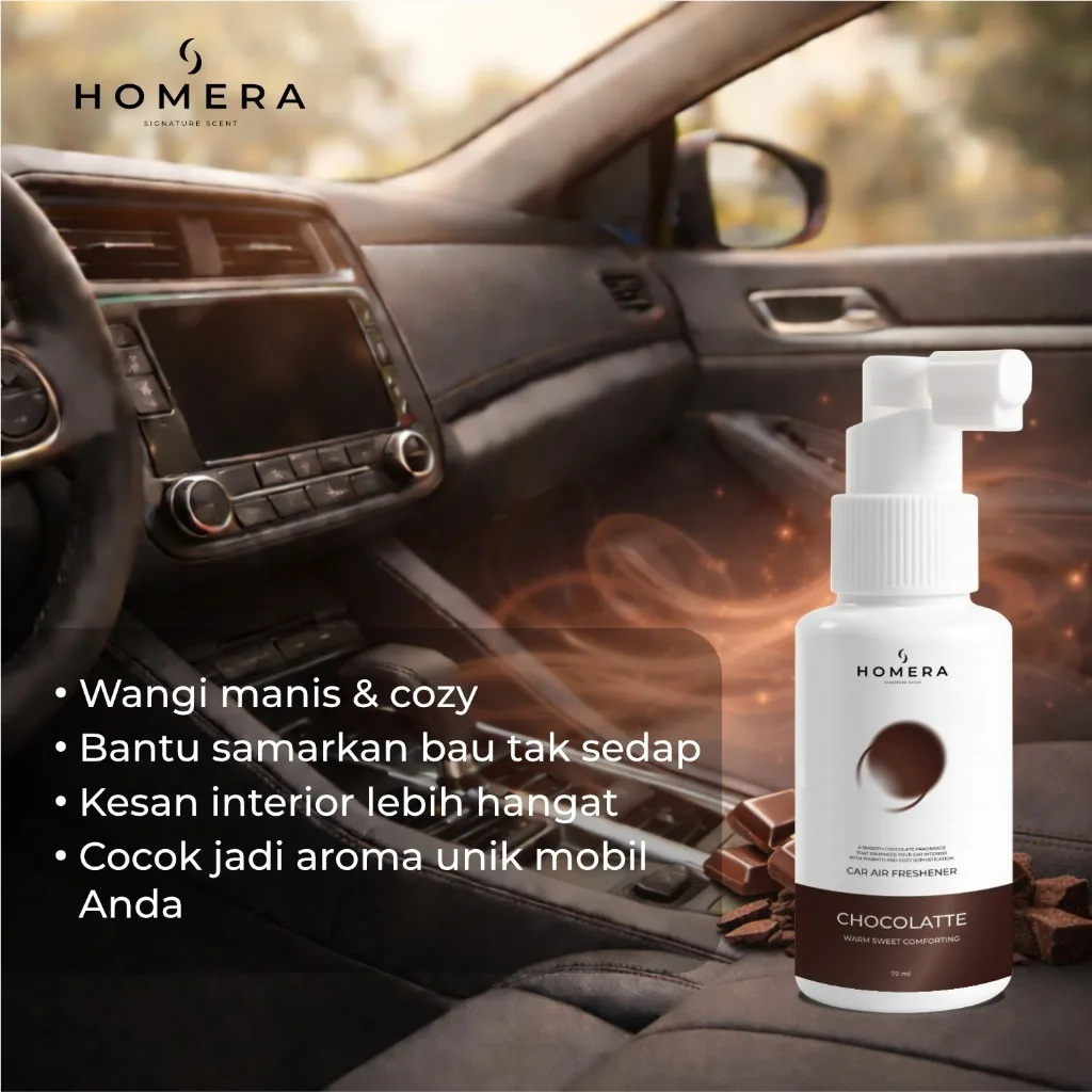 HOMERA Parfum Mobil Chocolate 70ml Car Air Freshener Wangi Coklat Manis Tahan Lama Anti Bau