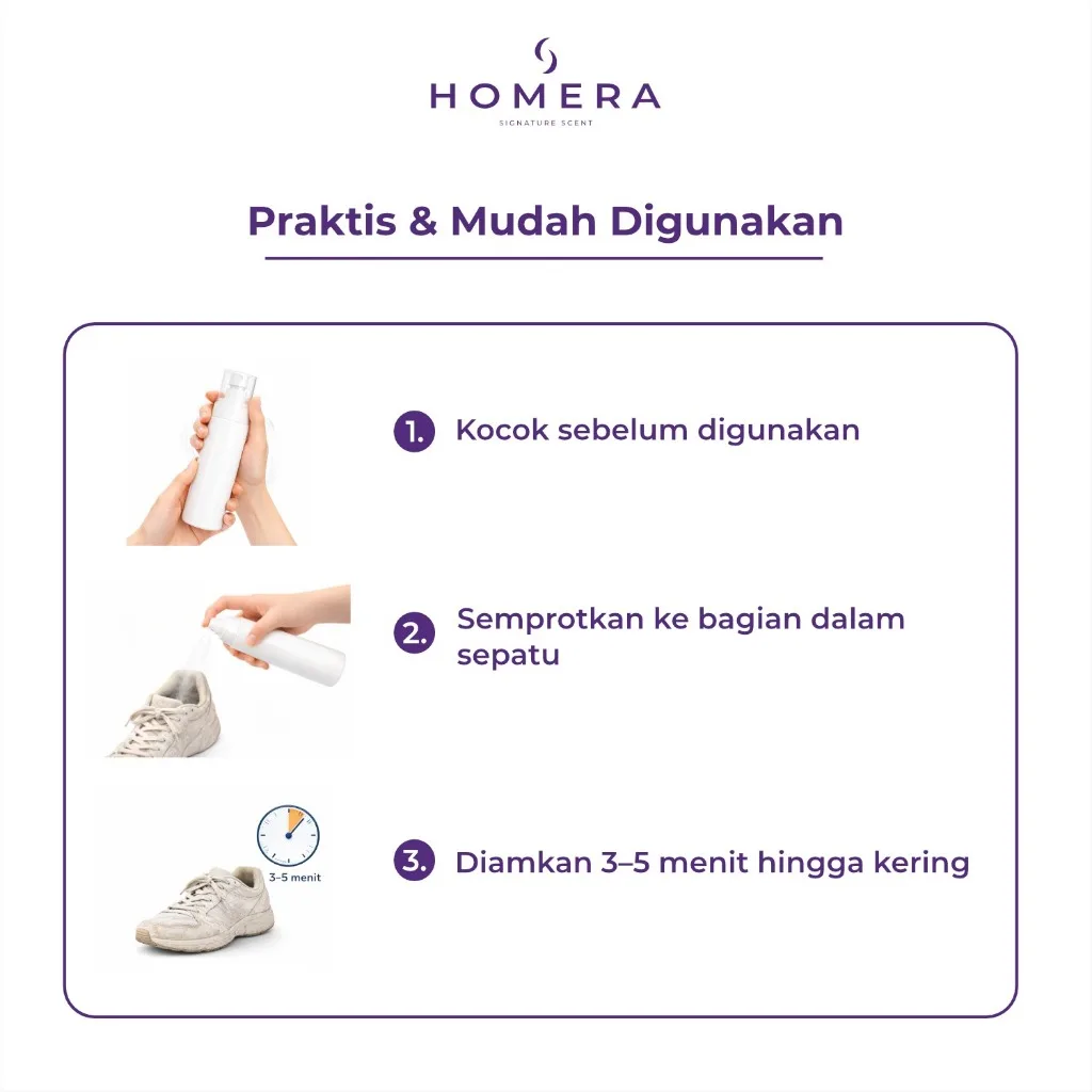 HOMERA Shoes Deodorizer Grape Fresh 100ml Anti Bakteri Jamur Penghilang Bau Sepatu