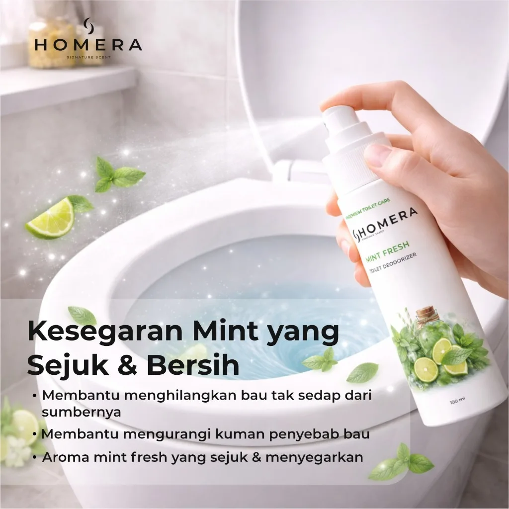 HOMERA Toilet Deodorizer Mint Fresh 100ml Pengharum WC Kamar Mandi Anti Bau Sanitizer
