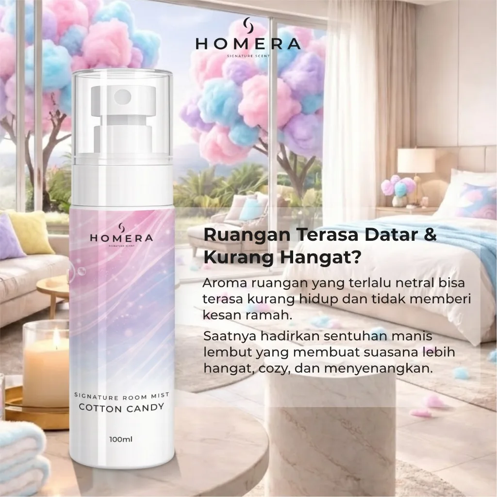 HOMERA Signature Room Mist Cotton Candy 100ml Pengharum Ruangan Manis Tahan Lama