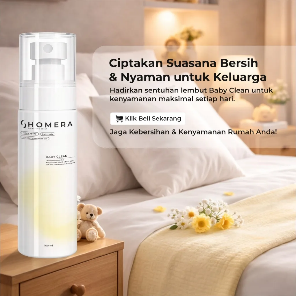 HOMERA Linen Spray Baby Clean 100ml Anti Bakteri Pewangi Sprei Pengharum Kamar Tahan Lama