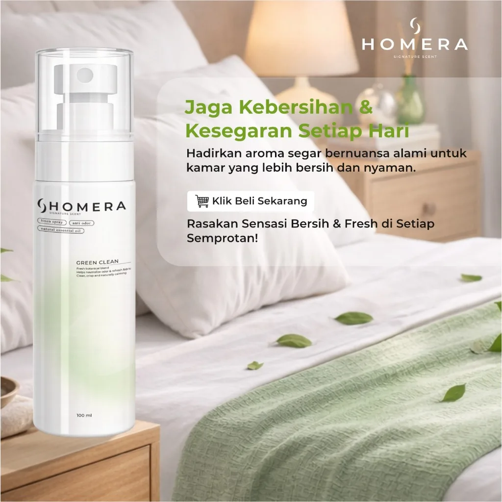 HOMERA Linen Spray Green Clean 100ml Anti Bakteri Pewangi Sprei Pengharum Kamar