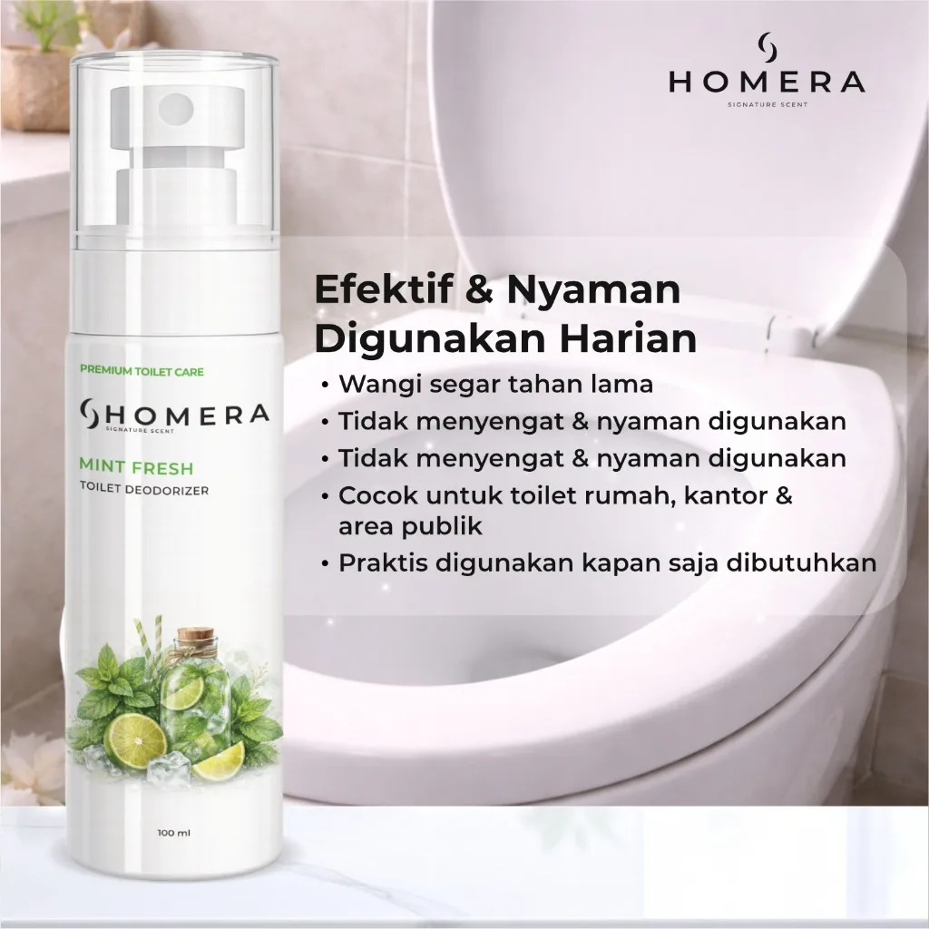 HOMERA Toilet Deodorizer Mint Fresh 100ml Pengharum WC Kamar Mandi Anti Bau Sanitizer