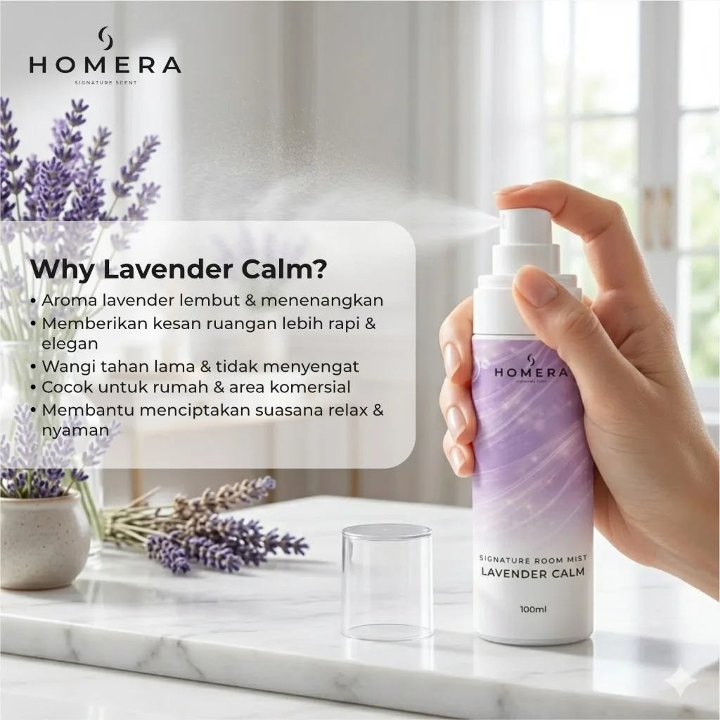 HOMERA Signature Room Mist Lavender Calm 100ml Pengharum Ruangan Relaxing Tahan Lama
