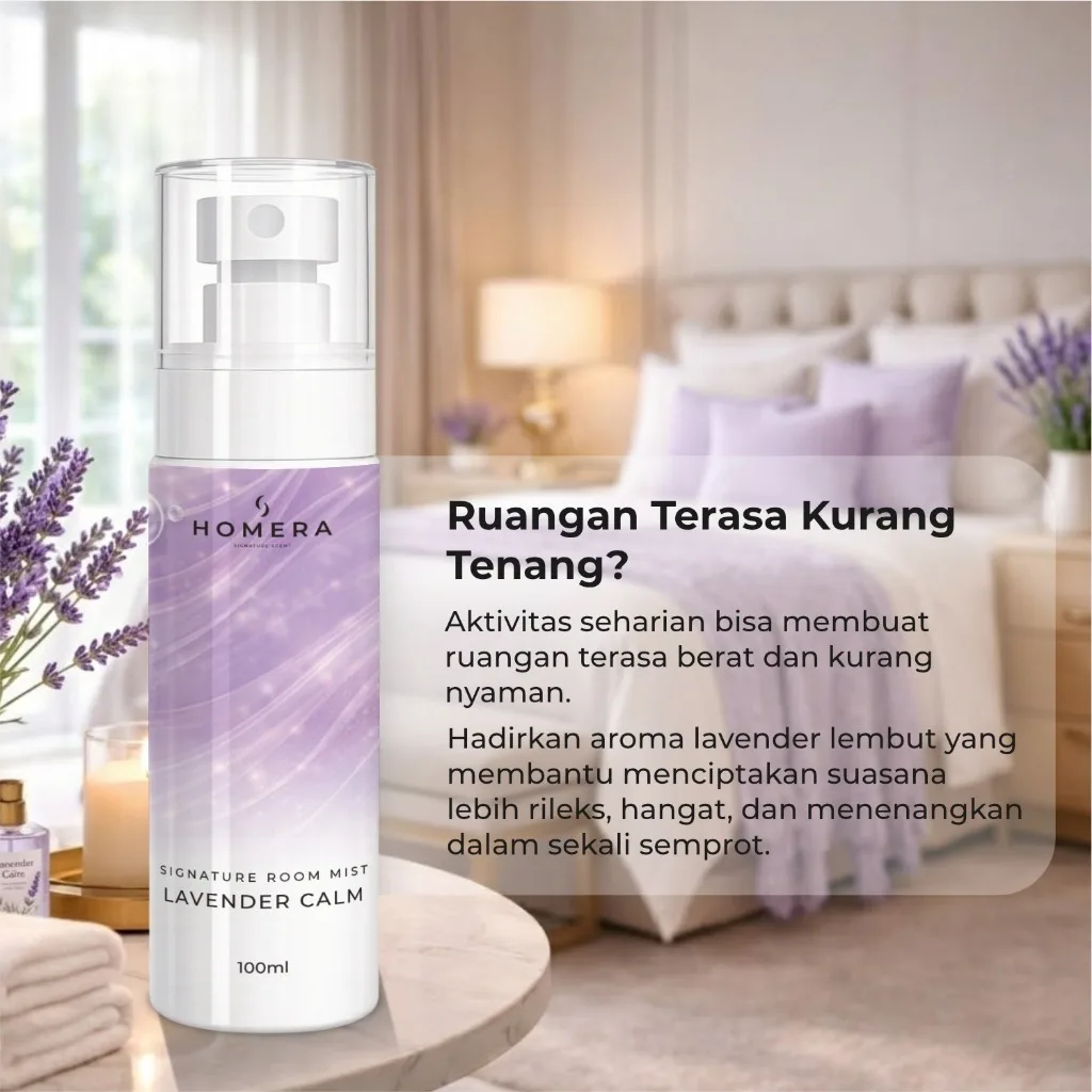 HOMERA Signature Room Mist Lavender Calm 100ml Pengharum Ruangan Relaxing Tahan Lama