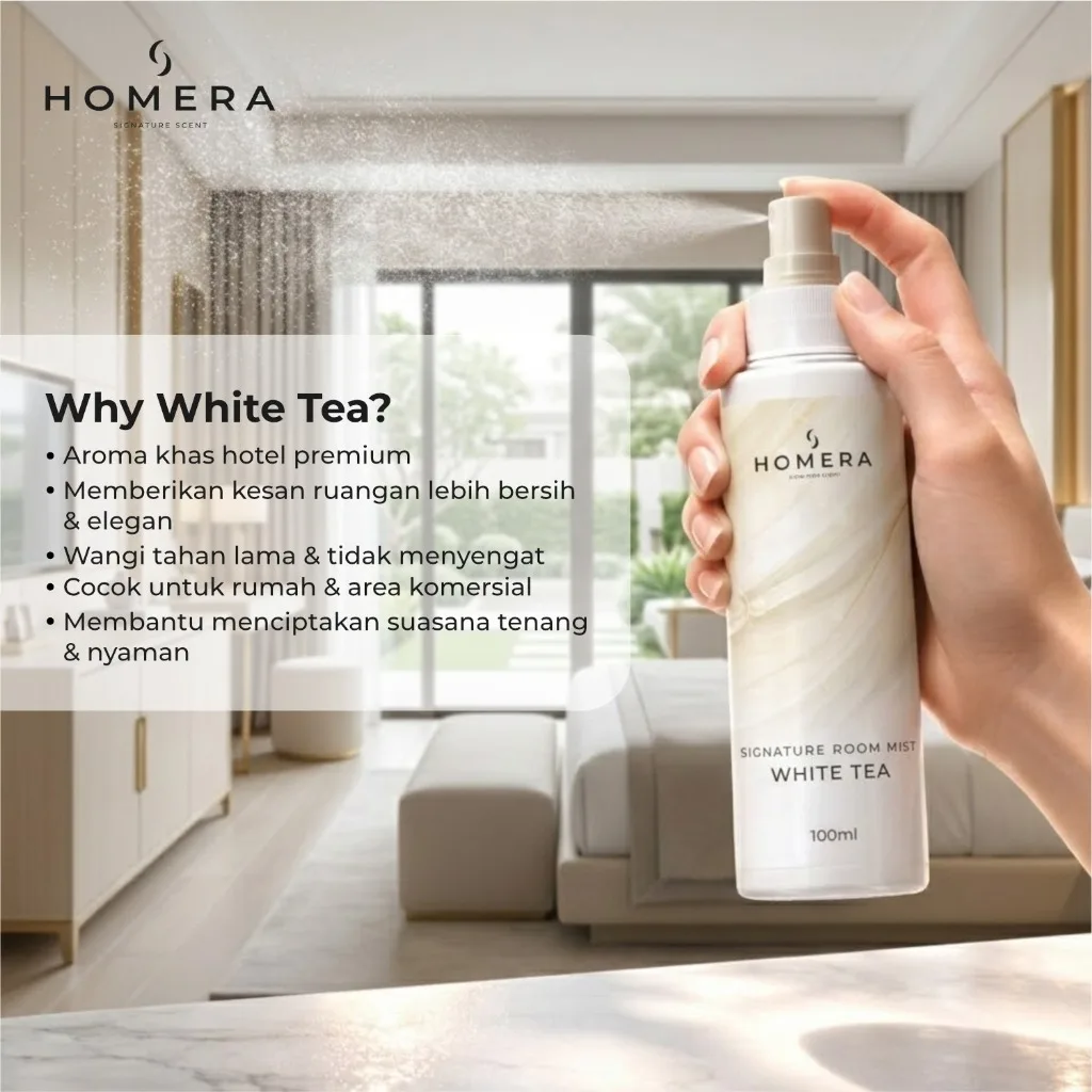 HOMERA Signature Room Mist White Tea 100ml Pengharum Ruangan Clean Elegant Tahan Lama