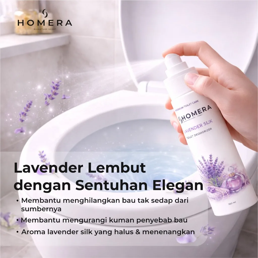 HOMERA Toilet Deodorizer Lavender Silk 100ml Pengharum Toilet dan Kamar Mandi Fresh Anti Bau
