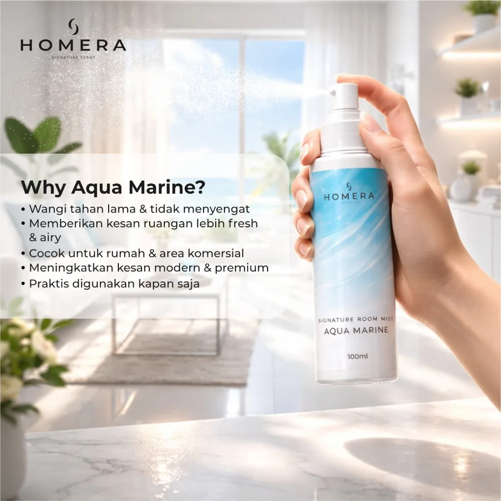 HOMERA Signature Room Mist Aqua Marine 100ml Pengharum Ruangan Fresh Clean Tahan Lama